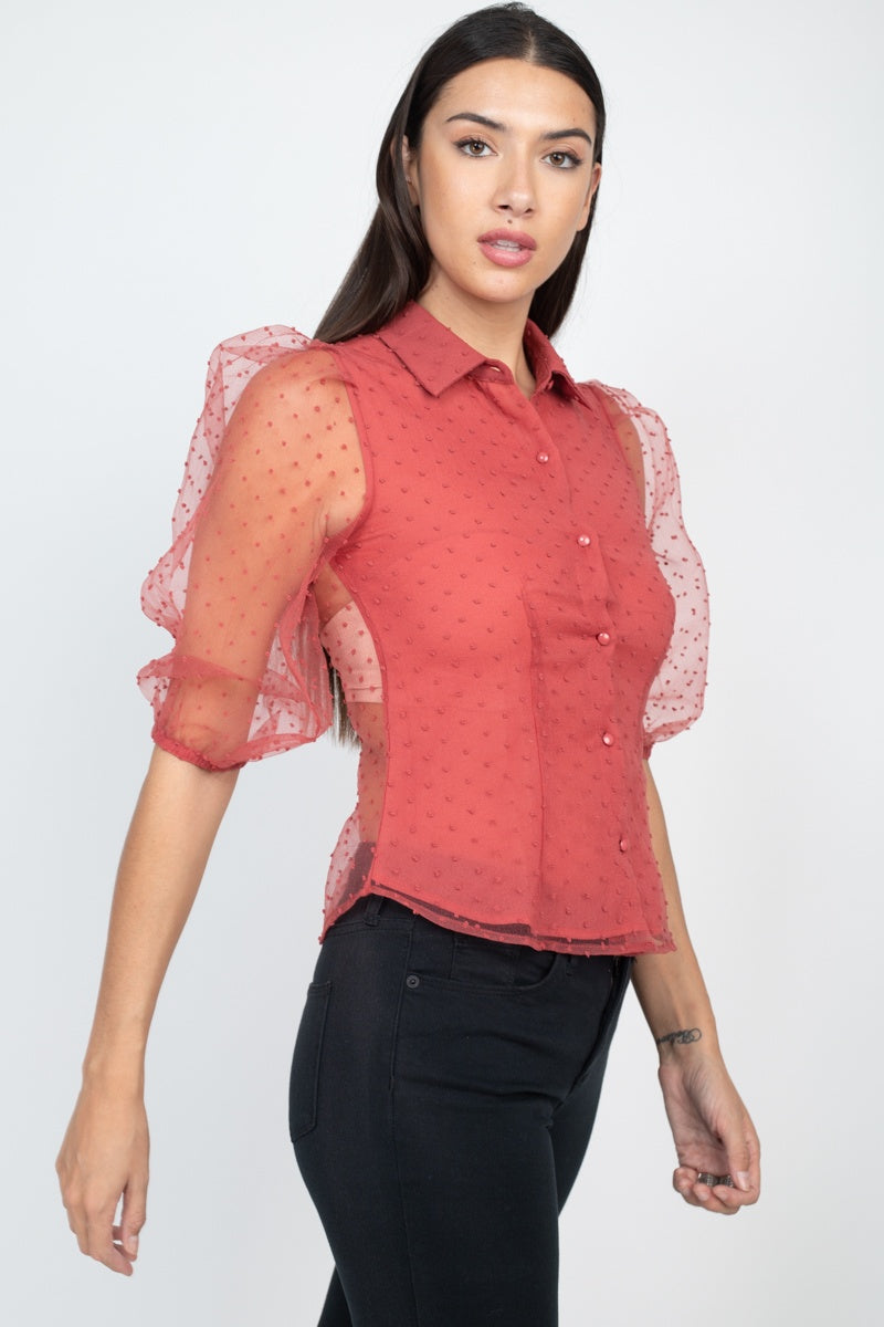 Contrast Dot Print Top-Product Type | Naughty Smile Fashion