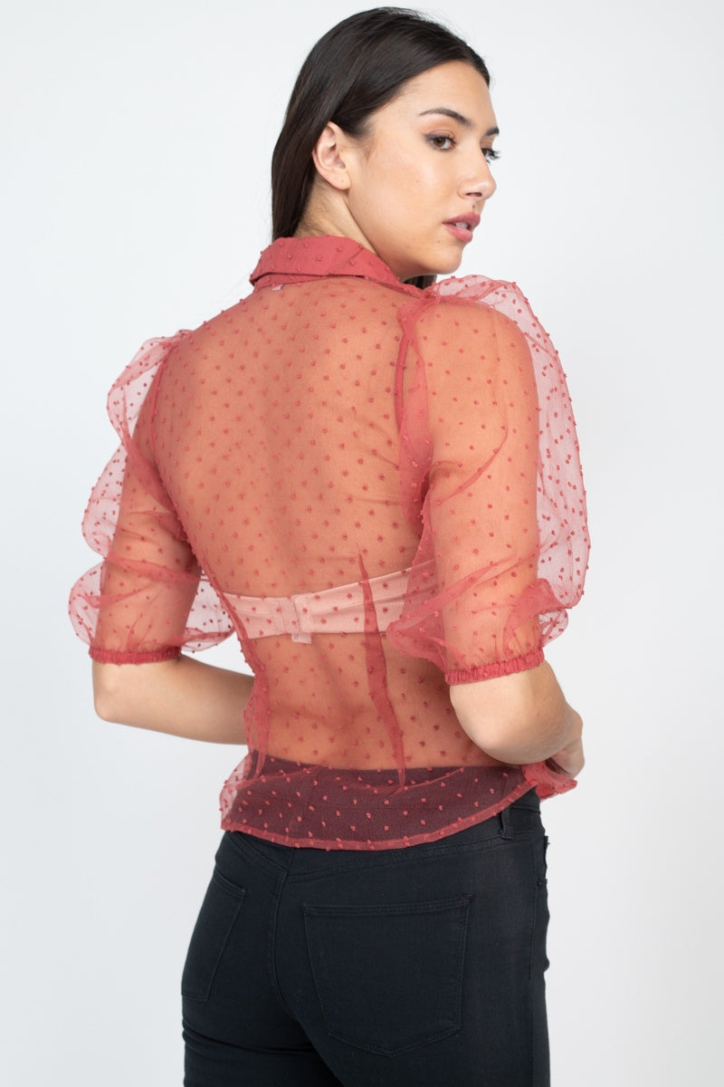 Contrast Dot Print Top-Product Type | Naughty Smile Fashion
