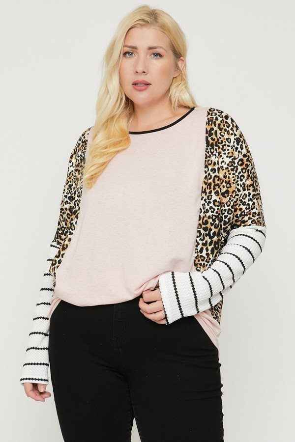 Plus Size Cheetah Print  Long Sleeve Top – Stylish & Comfortable – men’s fashion, stylish and versatile