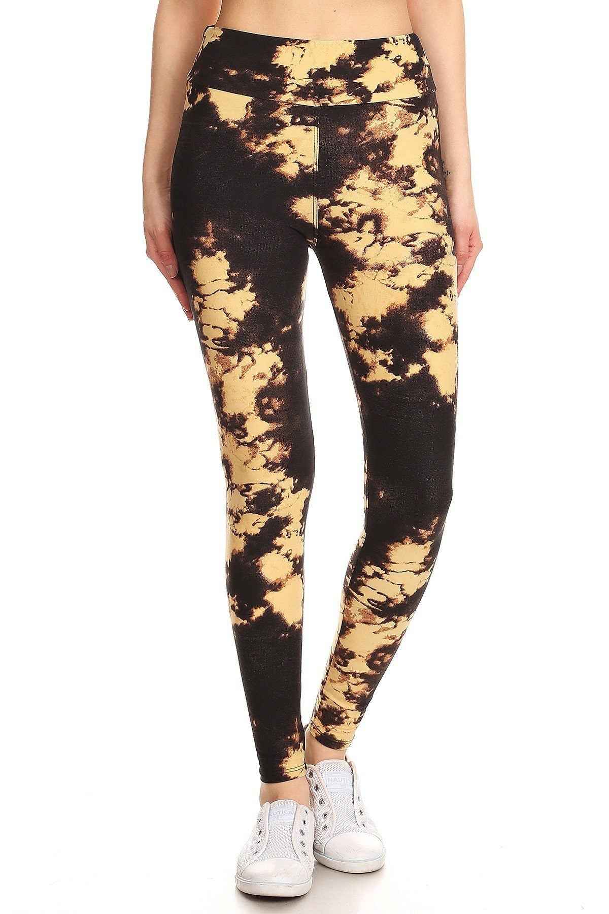 Yoga Style Banded Lined Tie Dye Print, Full Length Leggings In A Slim Fitting Style With A Banded High Waist. – multicolor, fashion, women style