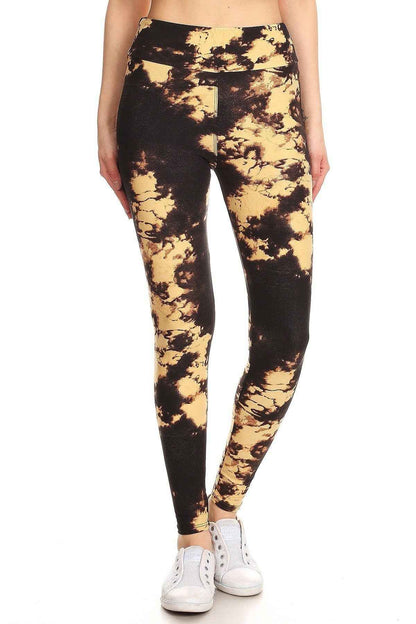 Yoga Style Banded Lined Tie Dye Print, Full Length Leggings In A Slim Fitting Style With A Banded High Waist. – multicolor, fashion, women style
