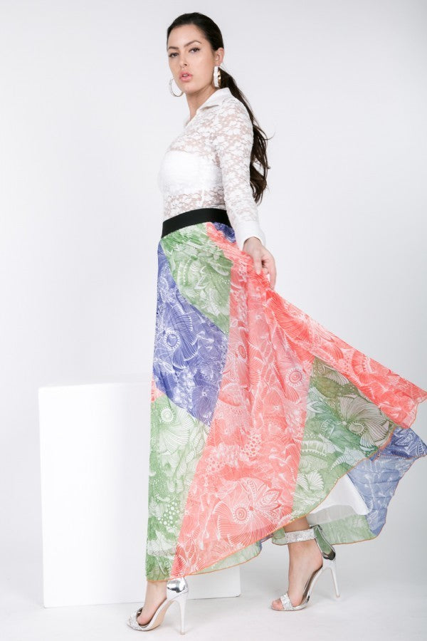Color Block Pleated Maxi Skirt-Product Type | Naughty Smile Fashion