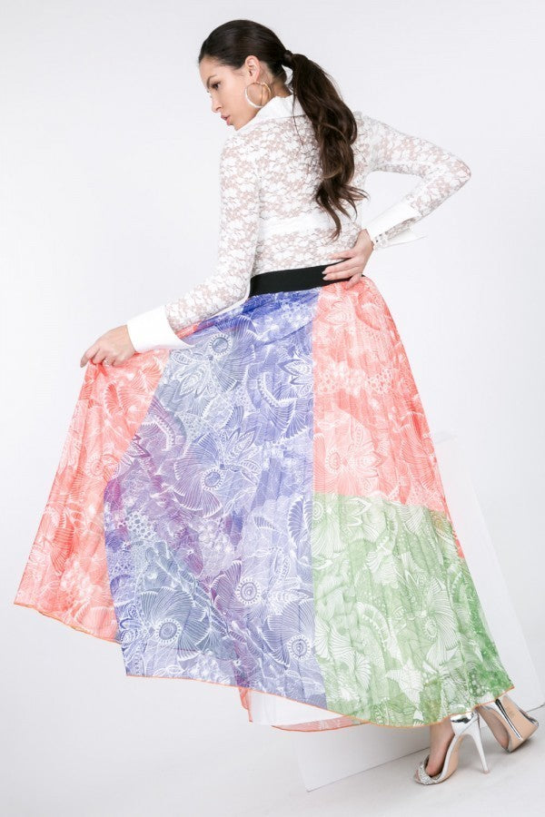 Color Block Pleated Maxi Skirt-Product Type | Naughty Smile Fashion