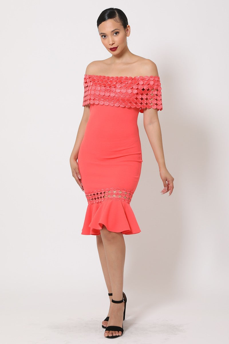 Sale - Off Shoulder Crochet Band Fashion Dress – On Sale Now