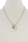 Oval Shape Rhinestone Charm Necklace