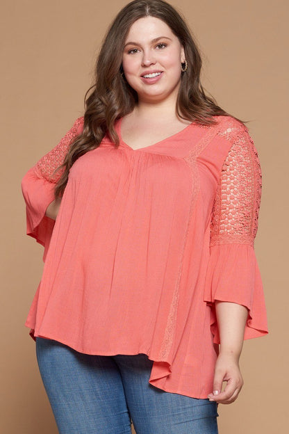 Plus Size Solid Woven Babydoll Blouse – Stylish & Comfortable – men’s fashion, stylish and versatile