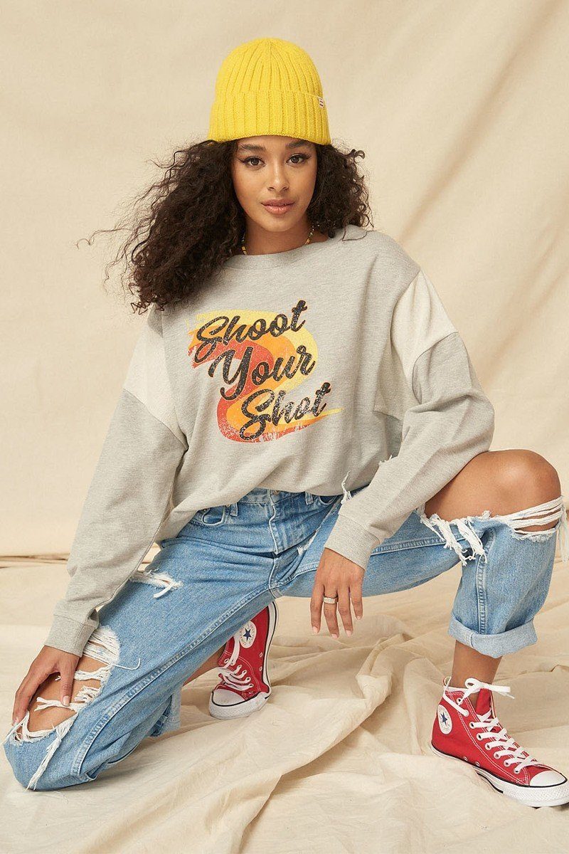 A French Terry Knit Graphic Sweatshirt-Product Type | Naughty Smile Fashion
