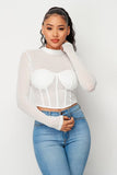 Top sexy de malla con cuello alto