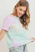 Tie Dyed Round Neck Short Sleeve Tee-Product Type | Naughty Smile Fashion