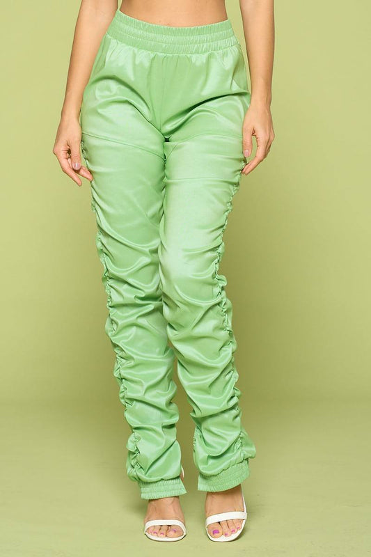 Leather Pu Ruched Pants – multicolor, fashion, women style