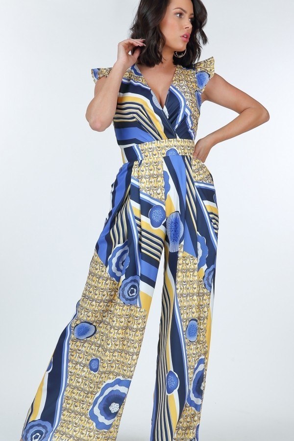 Ruffle Sleeve Surplice Jumpsuit-Product Type | Naughty Smile Fashion