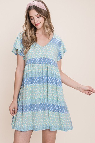 Cute And Flirty Floral Printed Babydoll Mini Dress-Product Type | Naughty Smile Fashion