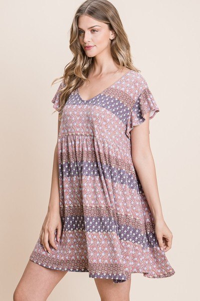 Cute And Flirty Floral Printed Babydoll Mini Dress-Product Type | Naughty Smile Fashion