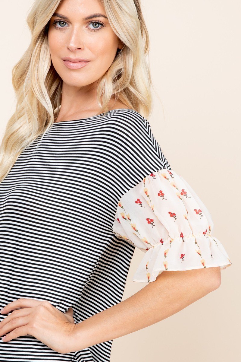 Cute Striped Curved Hem Casual Top-Product Type | Naughty Smile Fashion