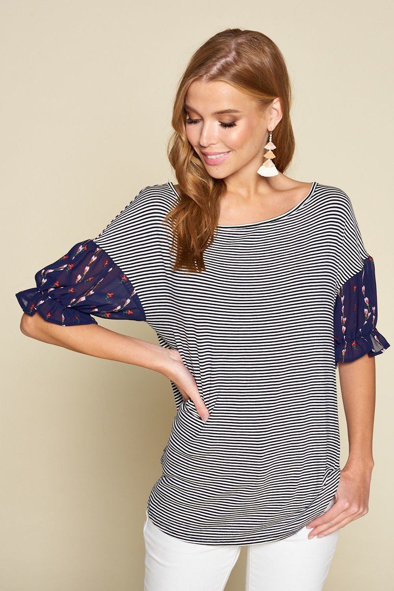 Cute Striped Curved Hem Casual Top-Product Type | Naughty Smile Fashion