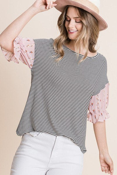 Cute Striped Curved Hem Casual Top-Product Type | Naughty Smile Fashion