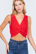 Sleeveless V-neck Twist Knot Knit Top-Product Type | Naughty Smile Fashion