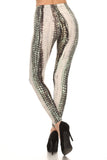 Snake Scales Printed, High Waisted Leggings In Fitted Style With Elastic