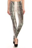 Snake Scales Printed, High Waisted Leggings In Fitted Style With Elastic