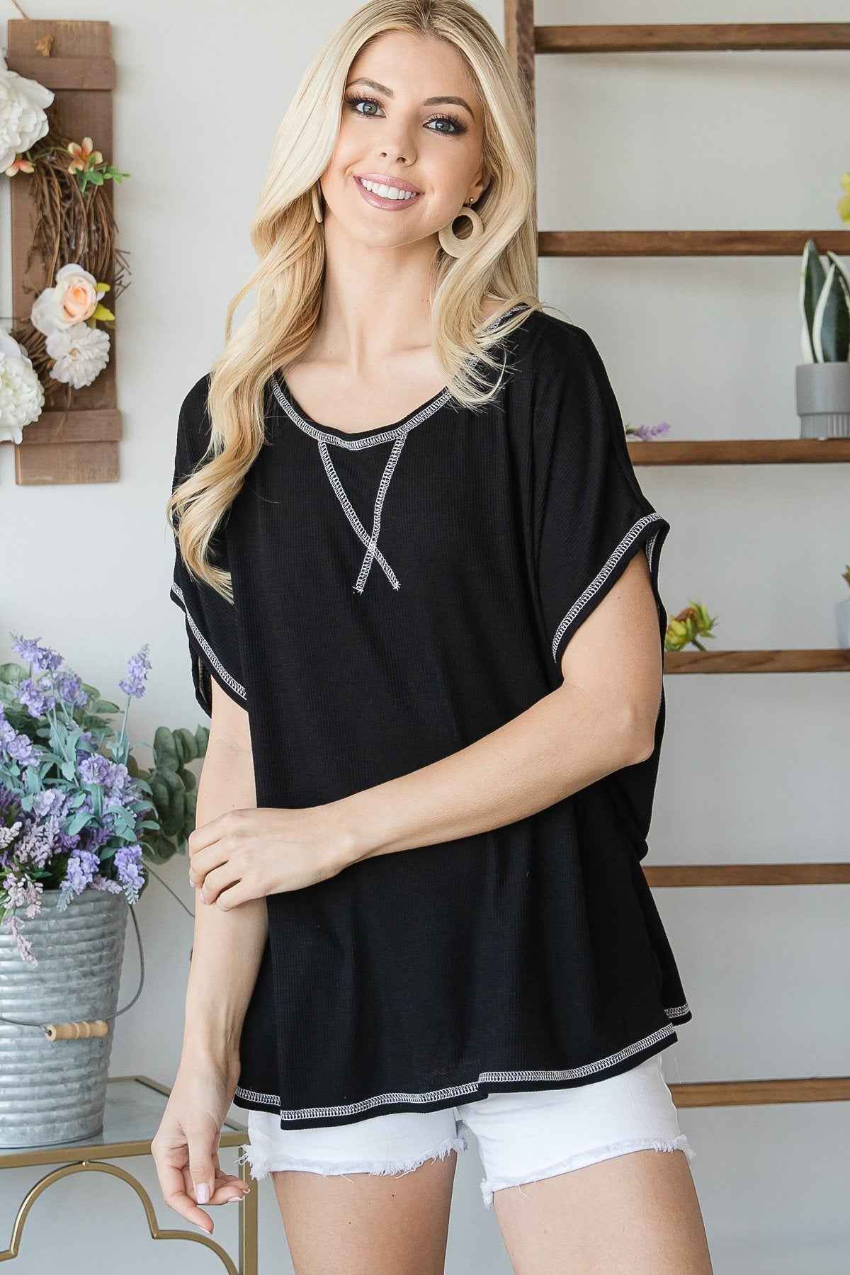 Sale - Open Back Wide Sleeve Shorsleeve Top – On Sale Now