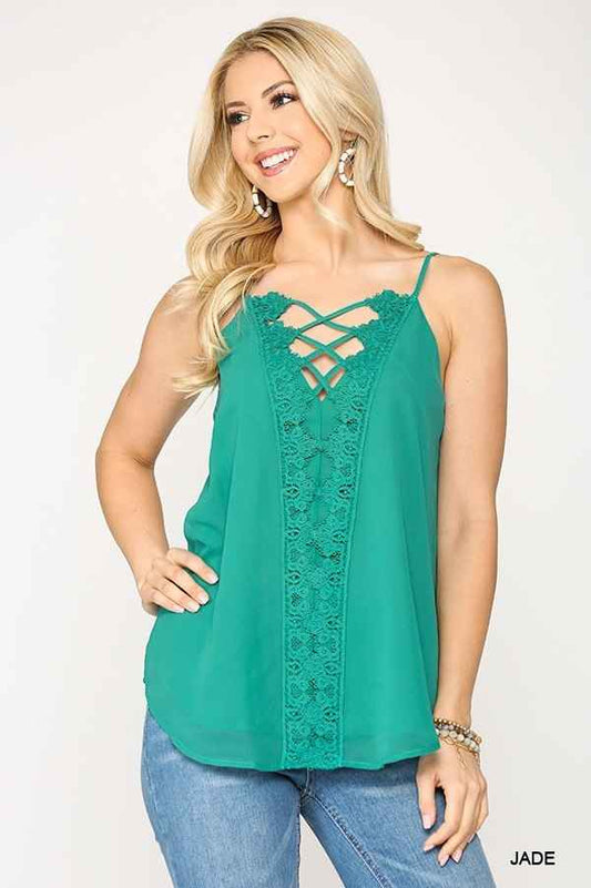 Sale - Plunging V-neckline Lattice Top – On Sale Now