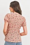 Blusa con estampado floral y lazo en la parte delantera