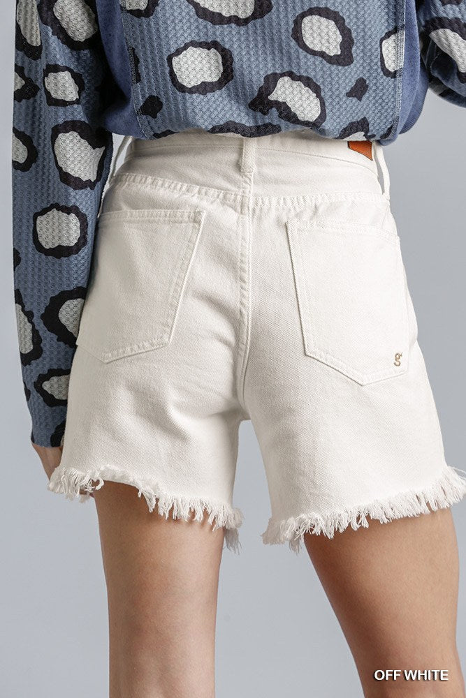 High Rise Denim Shorts With Raw Hem-Product Type | Naughty Smile Fashion