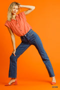 Panel Straight Cut Denim Jeans With Pockets-Product Type | Naughty Smile Fashion