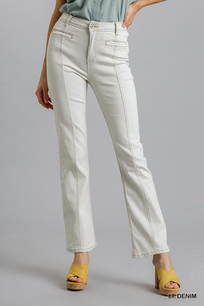 Panel Straight Cut Denim Jeans With Pockets-Product Type | Naughty Smile Fashion