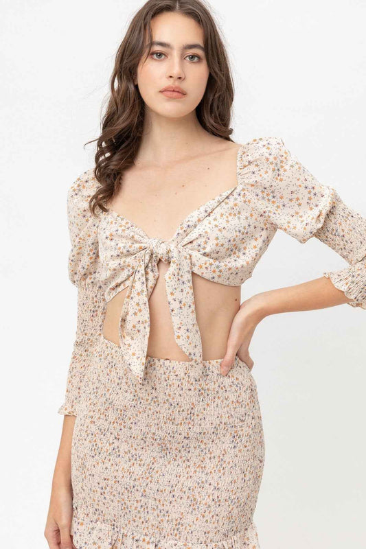 Sale - Front Tie Woven Printed Top – On Sale Now