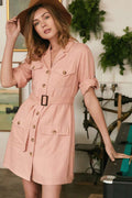 Drop Shoulder With Saist Tie Belted Dress-Product Type | Naughty Smile Fashion
