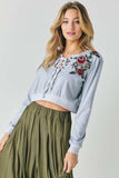 Floral Embroidered Cropped Sweatshirt