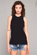 Sleeveless Crew Neck Cut-out Back Detail Longline Top-Product Type | Naughty Smile Fashion