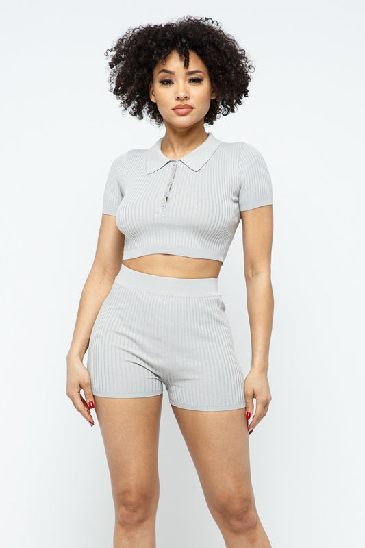 Sale - Collar Crop Top + Shorts Set – On Sale Now