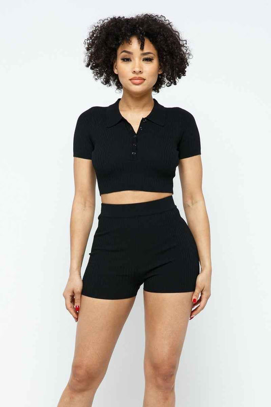 Sale - Collar Crop Top + Shorts Set – On Sale Now