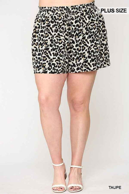 Plus Size Leopard Printed Side Pocket Shorts With Waist Detail – Stylish & Comfortable – men’s fashion, stylish and versatile