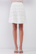 Snow-whine Striped High-waisted See-through Sheer Mesh Strips Cut-ins A-line Mini Skirt-Product Type | Naughty Smile Fashion