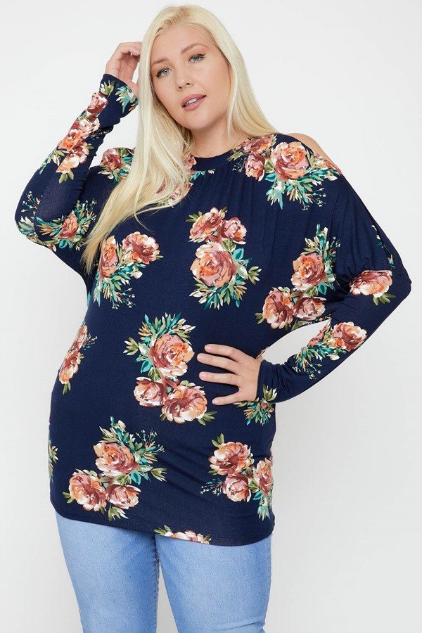 Plus Size Flattering Cutout Details Floral Print Top – Stylish & Comfortable – men’s fashion, stylish and versatile