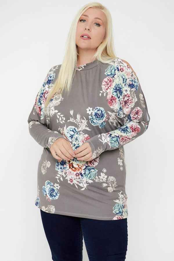 Plus Size Flattering Cutout Details Floral Print Top – Stylish & Comfortable – men’s fashion, stylish and versatile