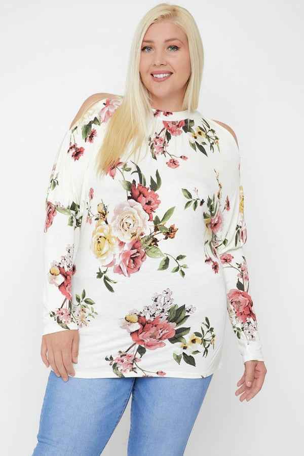 Plus Size Flattering Cutout Details Floral Print Top – Stylish & Comfortable – men’s fashion, stylish and versatile