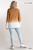 Ombre Print Long Sleeve Top With Gathered Front Detail And Raw Hem