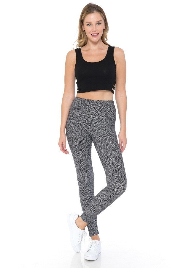 Yoga Style Banded Lined Multi Printed Knit Legging With High Waist-Product Type | Naughty Smile Fashion