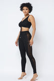 Mesh Strappy Adjustable Ruched Crop Top With Matching See Through Side Panel