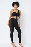 Mesh Strappy Adjustable Ruched Crop Top With Matching See Through Side Panel