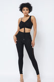 Mesh Strappy Adjustable Ruched Crop Top With Matching See Through Side Panel