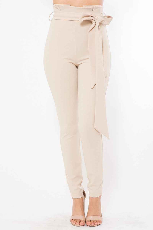 High Waist Fashion Skinny Pants – beige, fashion, women style