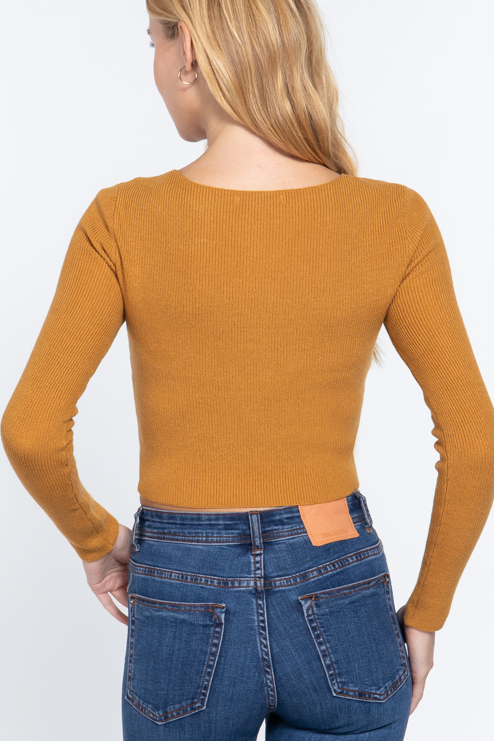 V-neck Front Knotted Crop Sweater-Product Type | Naughty Smile Fashion