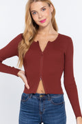 Rib Sweater Top W/front Zipper-Product Type | Naughty Smile Fashion