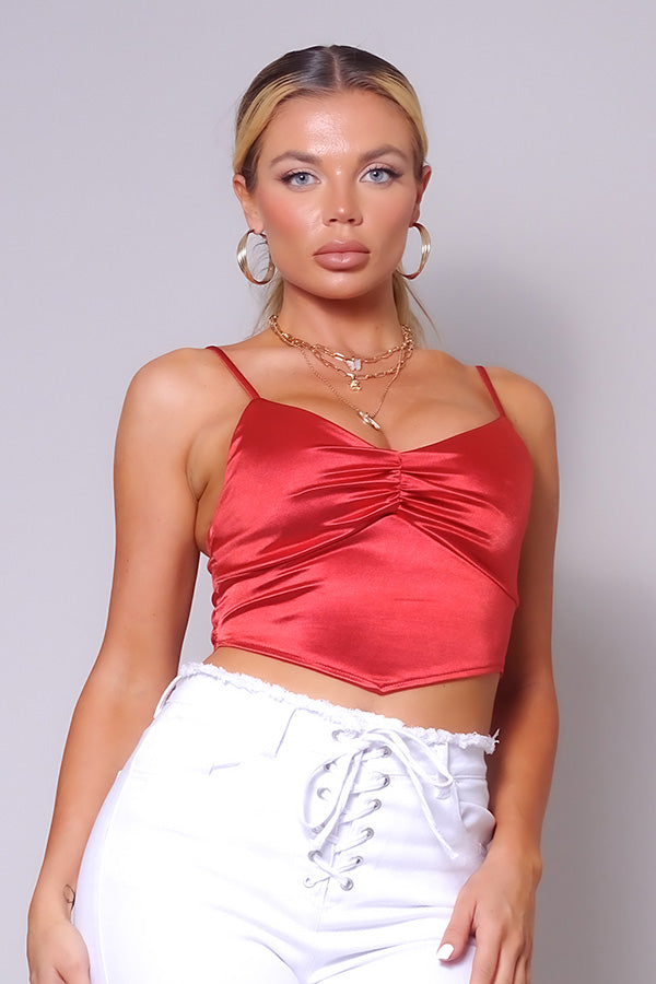Sale - Sexy Spaghetti Strap Ruched Front Scarf Front Top – On Sale Now