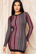 Multi-color Striped Ribbed Dress-Product Type | Naughty Smile Fashion
